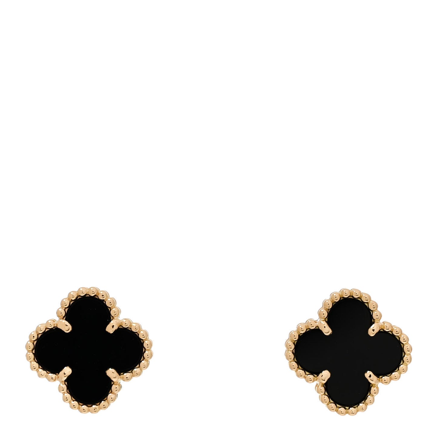 18K Yellow Gold Black Onyx Sweet Alhambra Earrings