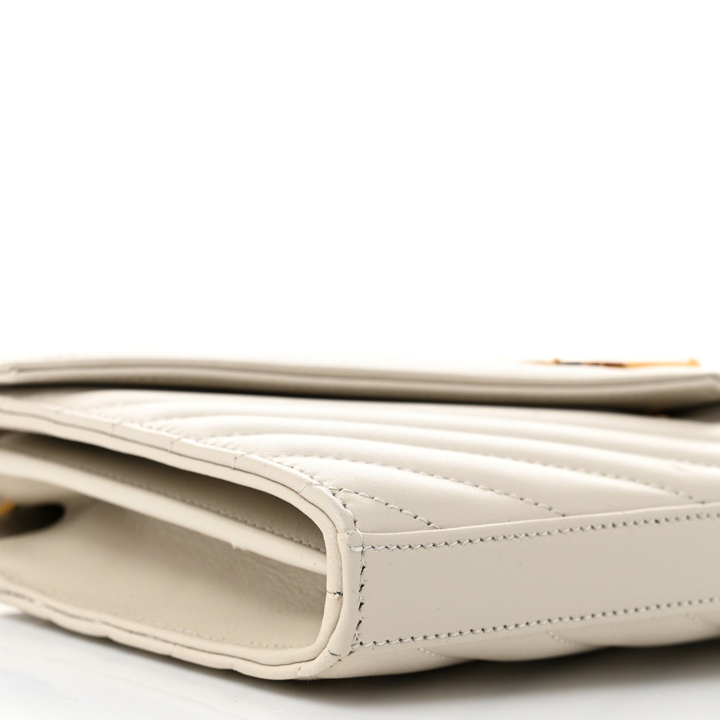 Lambskin Matelasse Chevron Monogram Chain Wallet Crema Soft