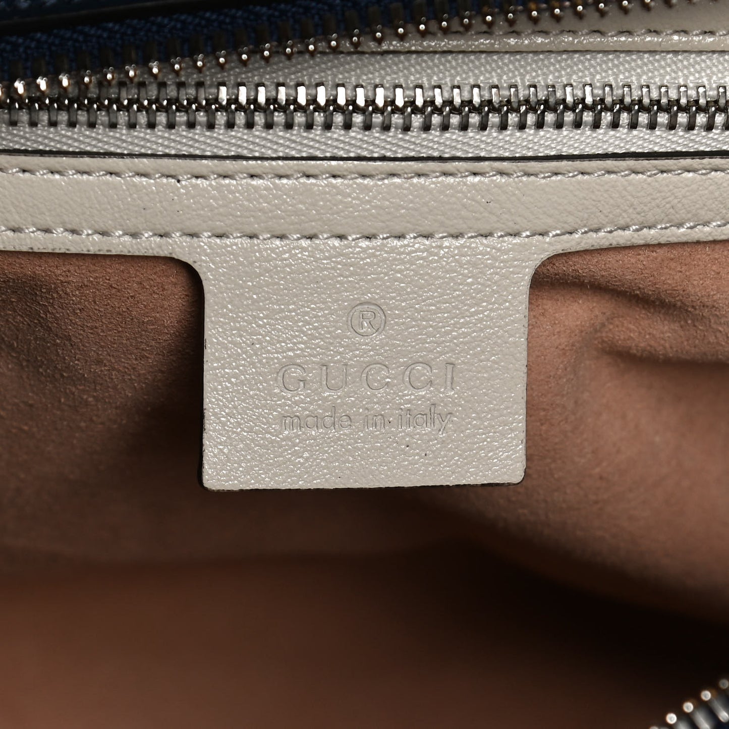 Vintage Effect Calfskin Matelasse Diagonal Small Torchon GG Marmont Bamboo Top Handle Shoulder Bag Blue Agata Mystic White