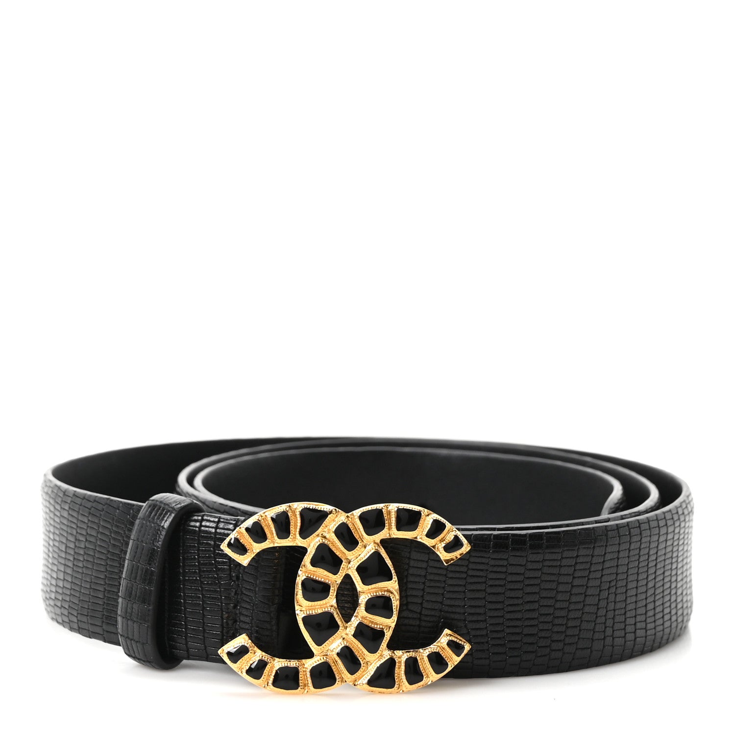 Chanel Lizard Embossed Calfskin Gripoix Poured Glass Along The