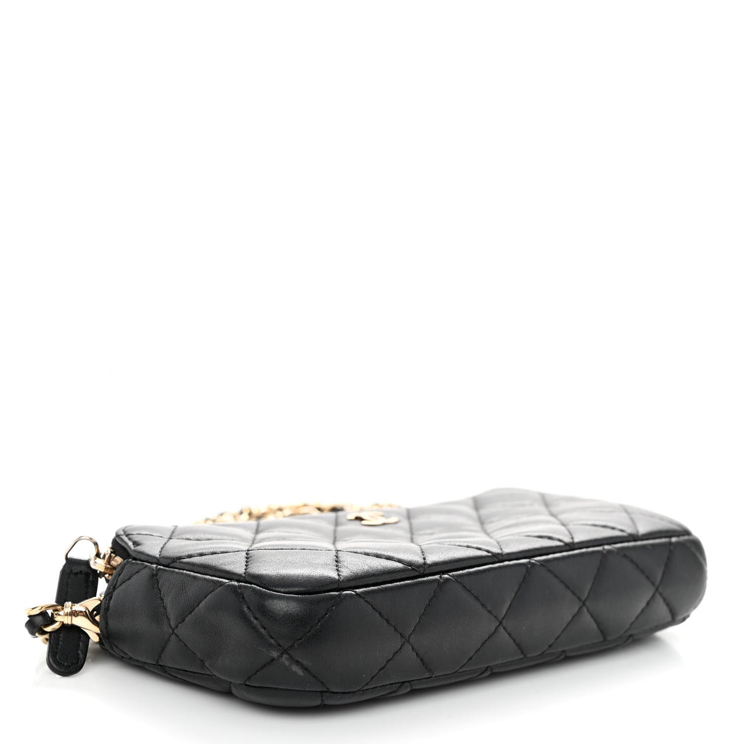 Lambskin Quilted Small Clutch With Chain Black