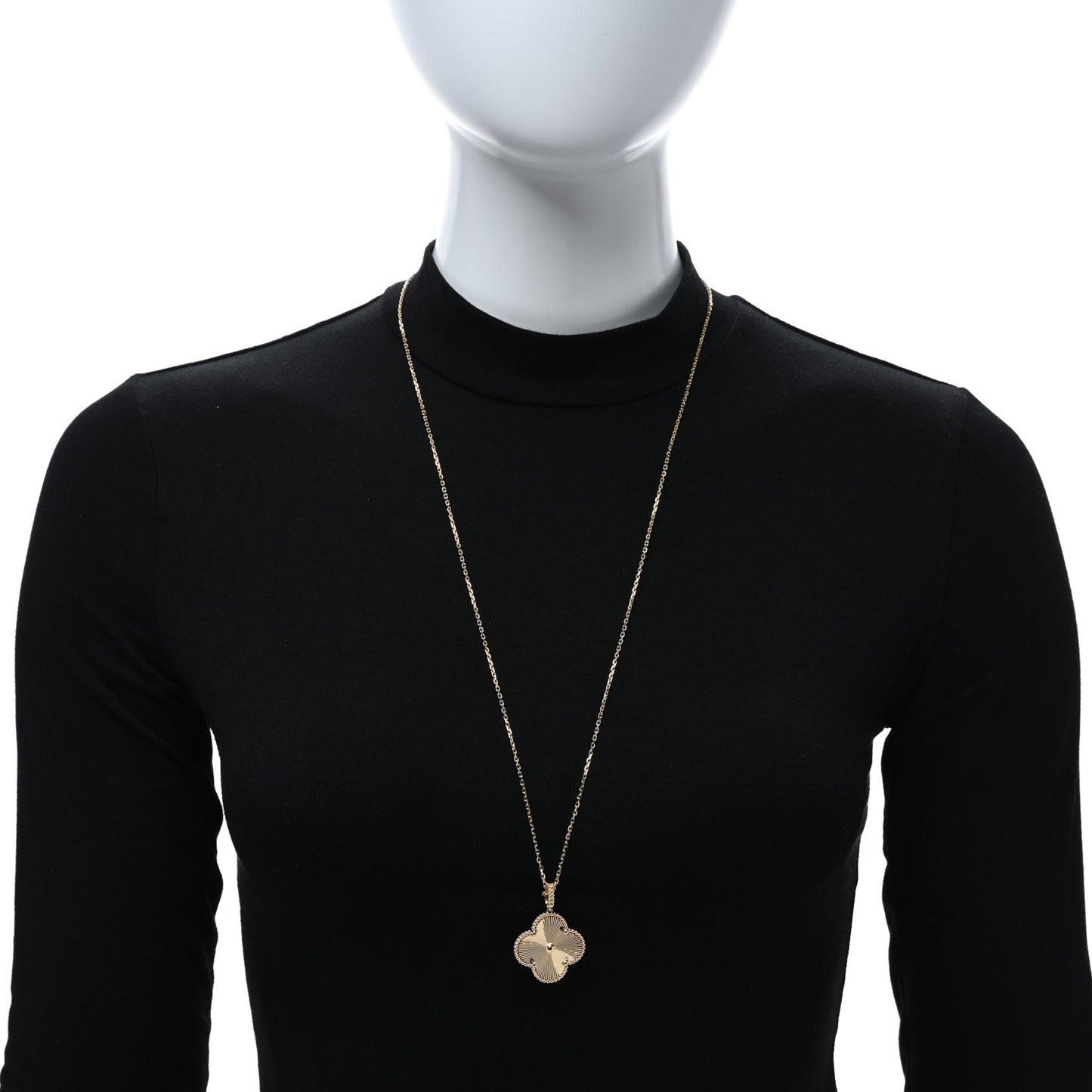 18K Yellow Gold Guilloche Magic Alhambra Long Necklace