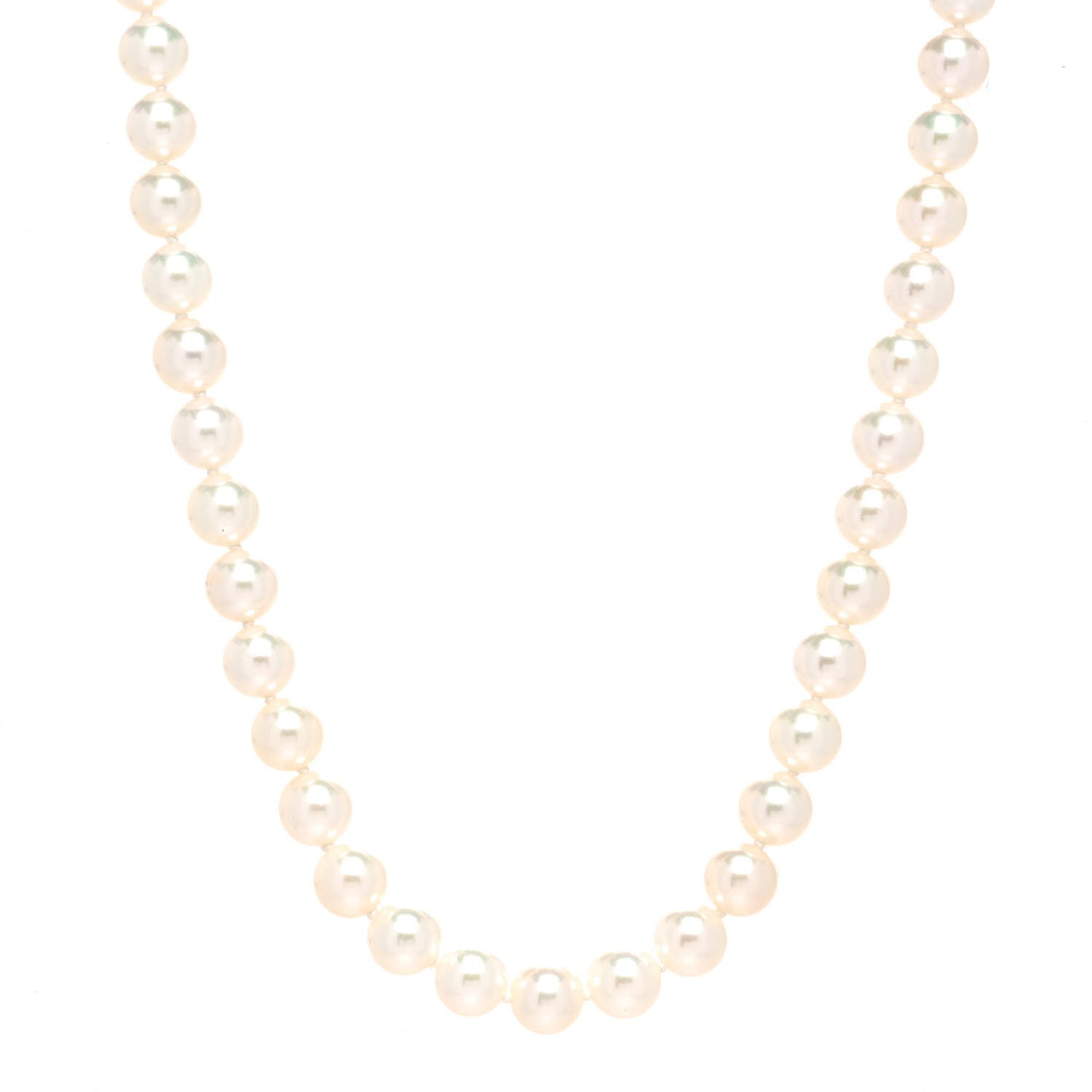 18K Yellow Gold Akoya Pearl 7-8mm Strand Necklace 16"