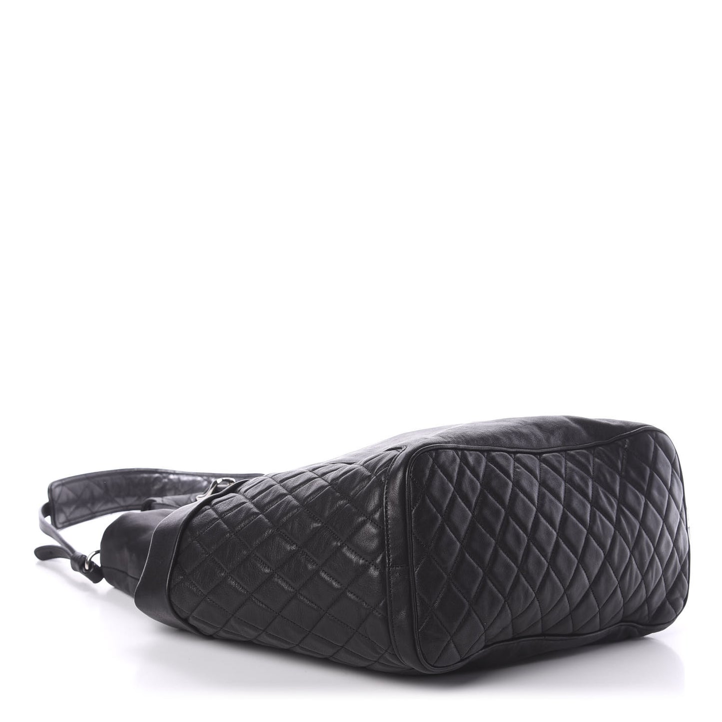 Lambskin Chain Embellished Blare Tote Black