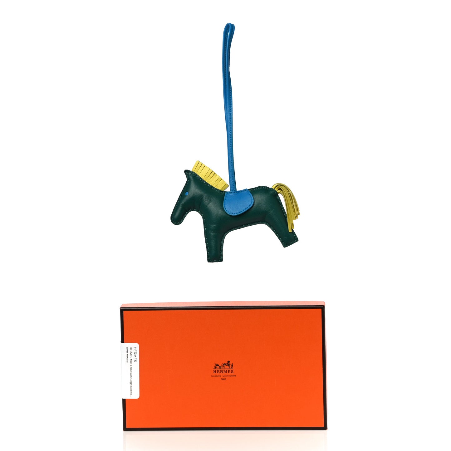 Milo Lambskin Grigri Rodeo Horse Bag Charm MM Malachite Bleu Zanzibar Lime