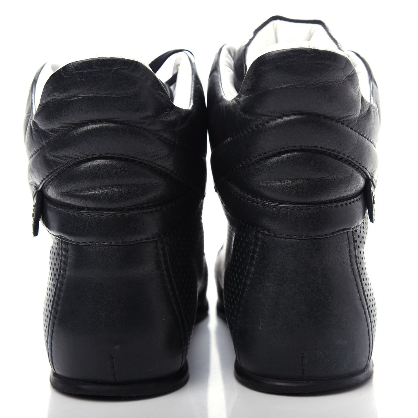 Perforated Lambskin High Top CC Sneakers 36.5 Black