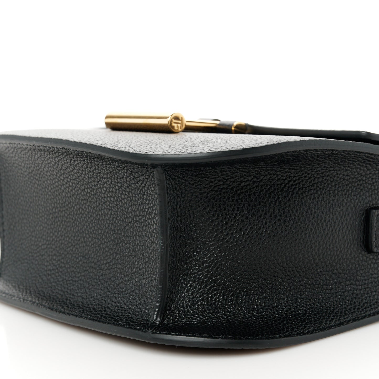 Grained Calfskin Mini T Clasp Tara Crossbody Bag Black