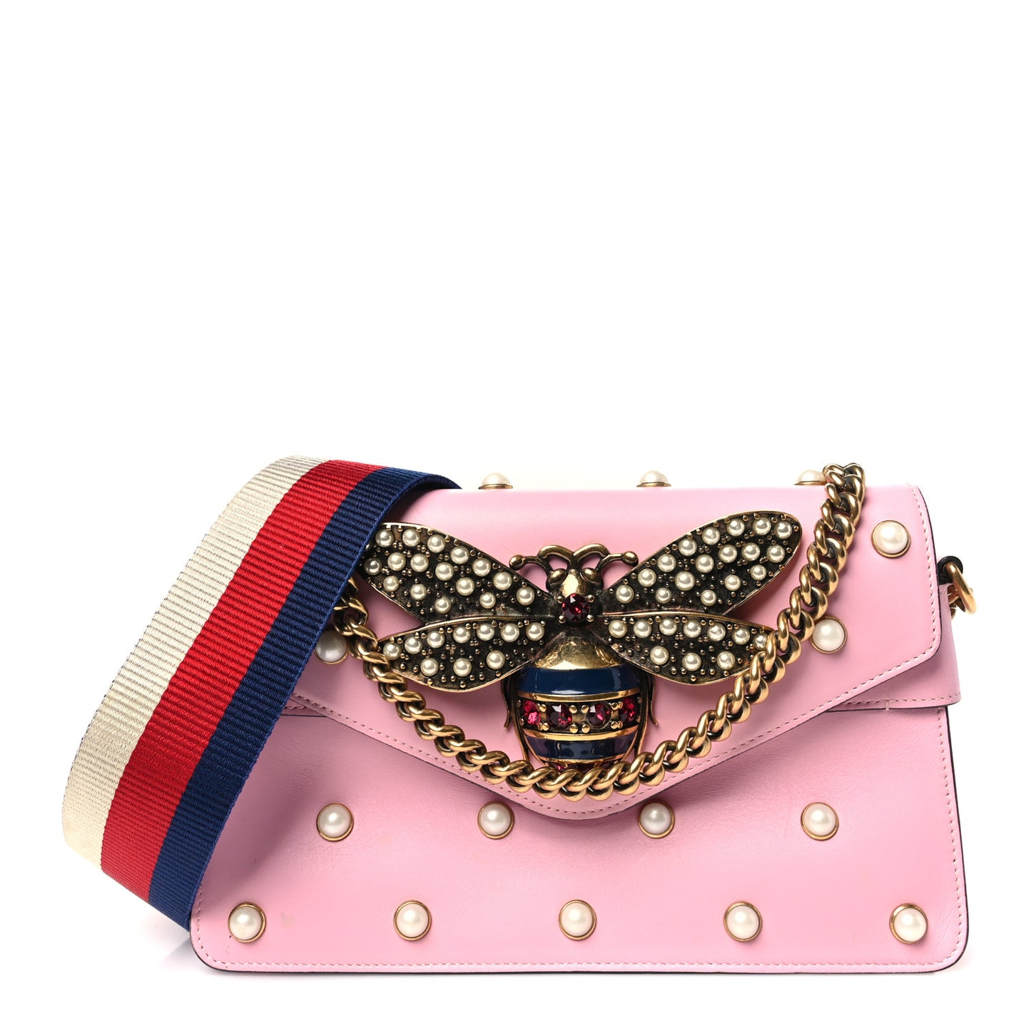 Nappa Pearl Studded Mini Queen Margaret Broadway Shoulder Bag Sugar Pink