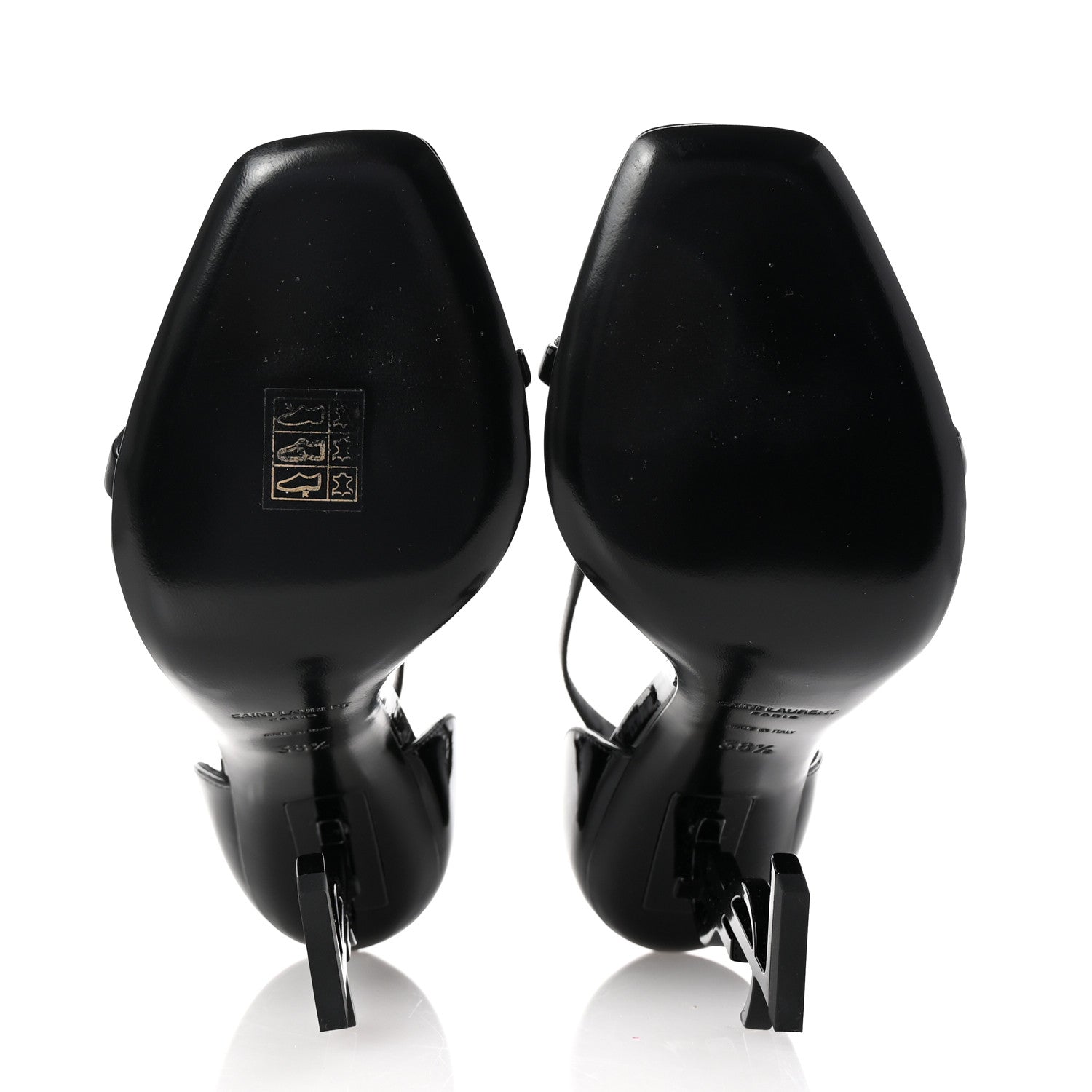 Saint Laurent Patent Calfskin Opyum 110 Sandals 38.5 Black 6 of 9