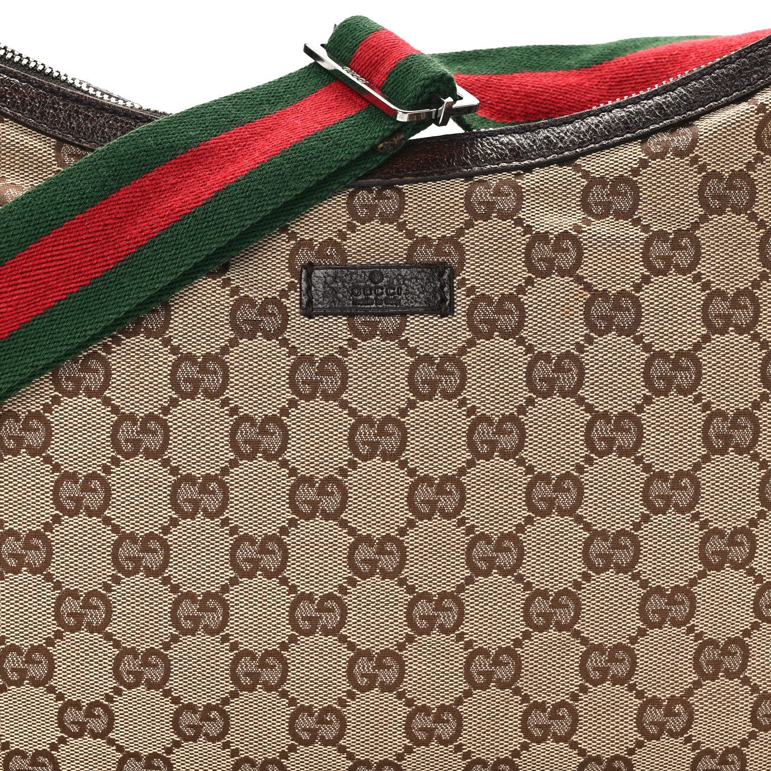 Gucci Monogram Web Medium Half Moon Hobo Dark Brown 8 of 16