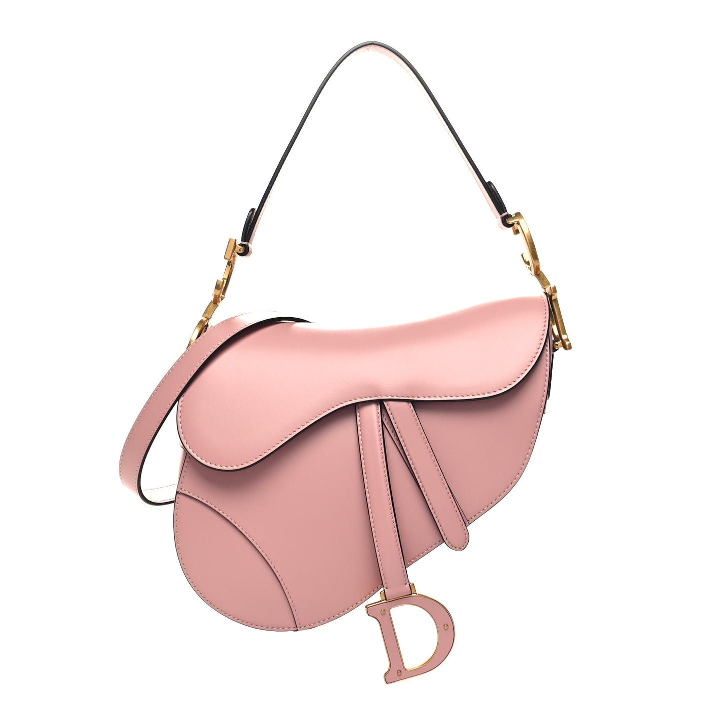Smooth Calfskin Saddle Bag With Strap Antique Pink