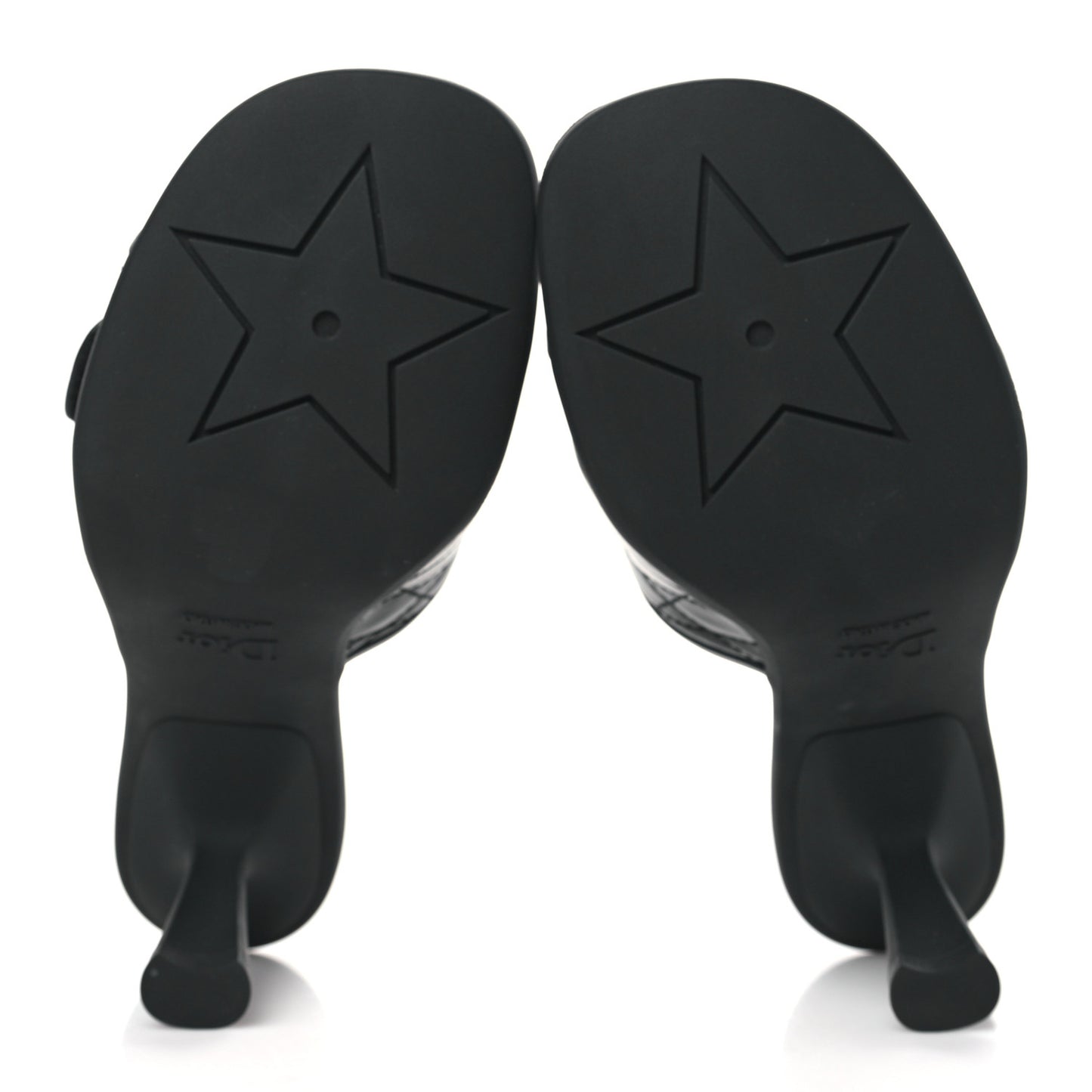 Calfskin Cannage Quilted Dio(r)evolution 80mm Slide Sandals 37 Black