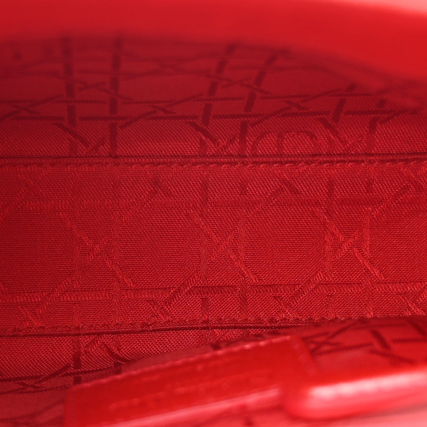 Metallic Lambskin Cannage Mini Lady Dior Red