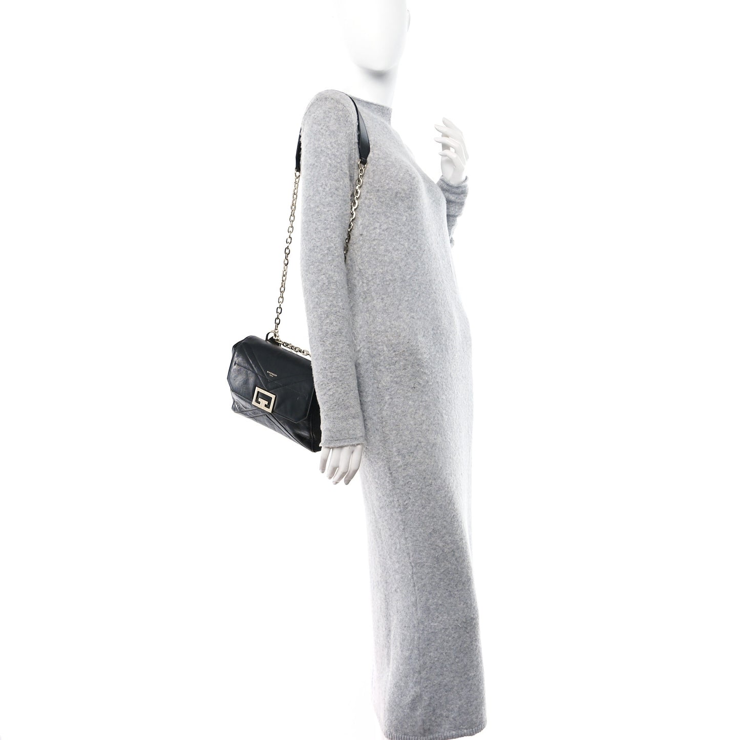 Creased Patent Calfskin Small ID Flap Black
