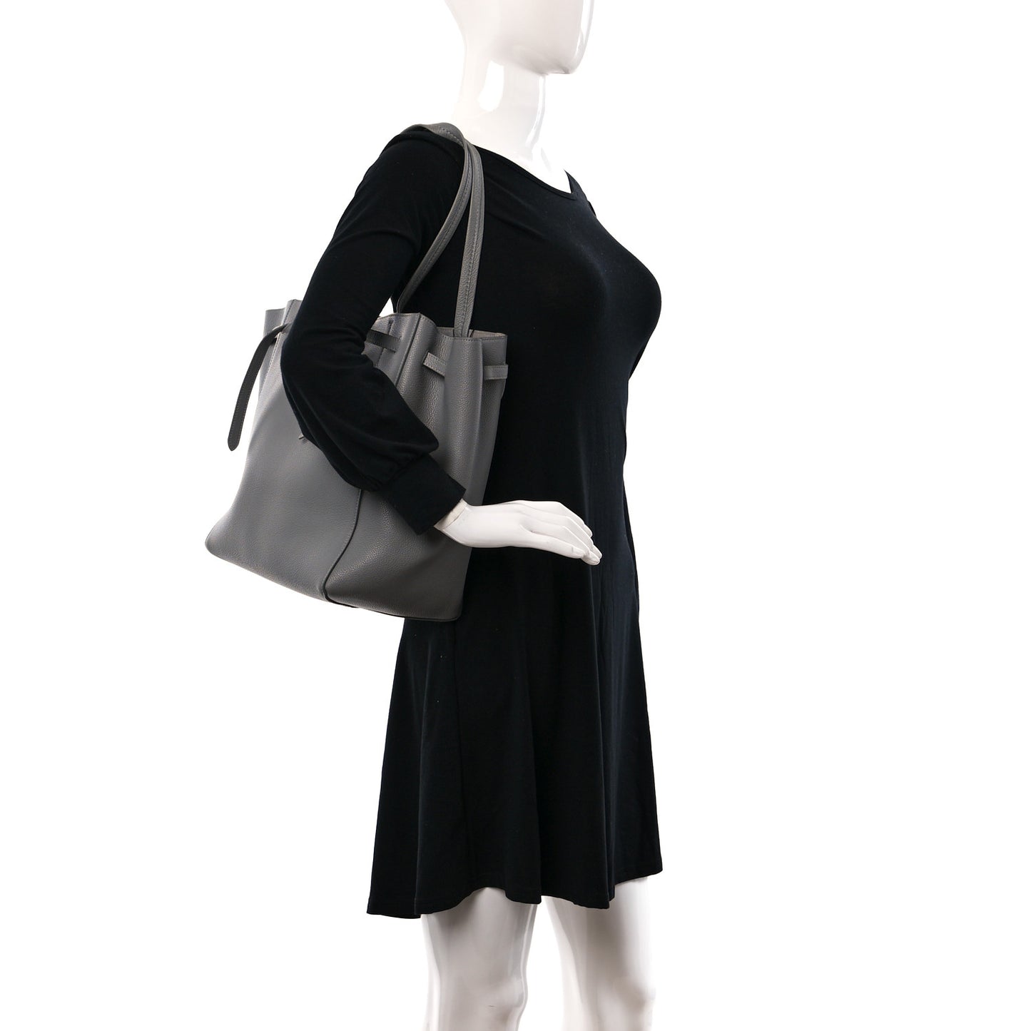 Soft Grained Calfskin Small Belt Cabas Phantom Medium Grey