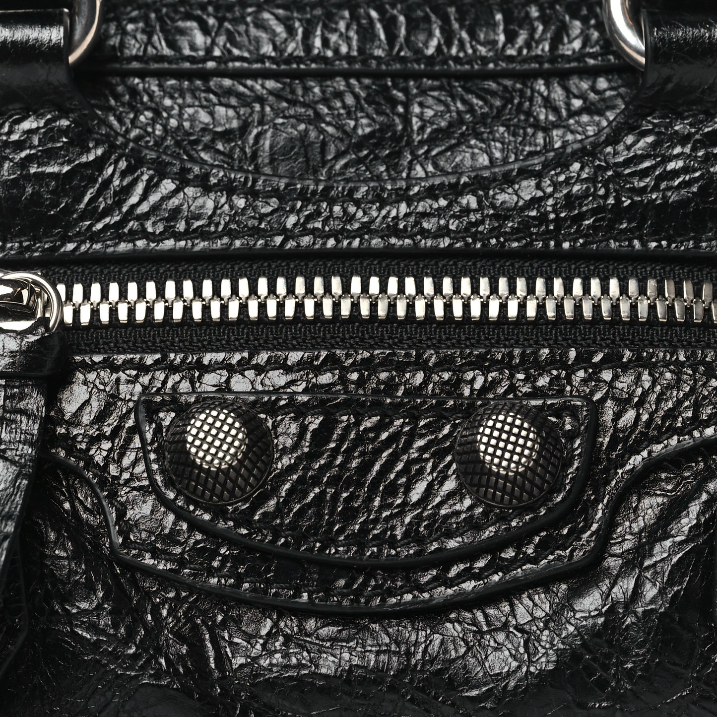 Agneau Arena Crystal Neo Nano Cagole Handbag Black