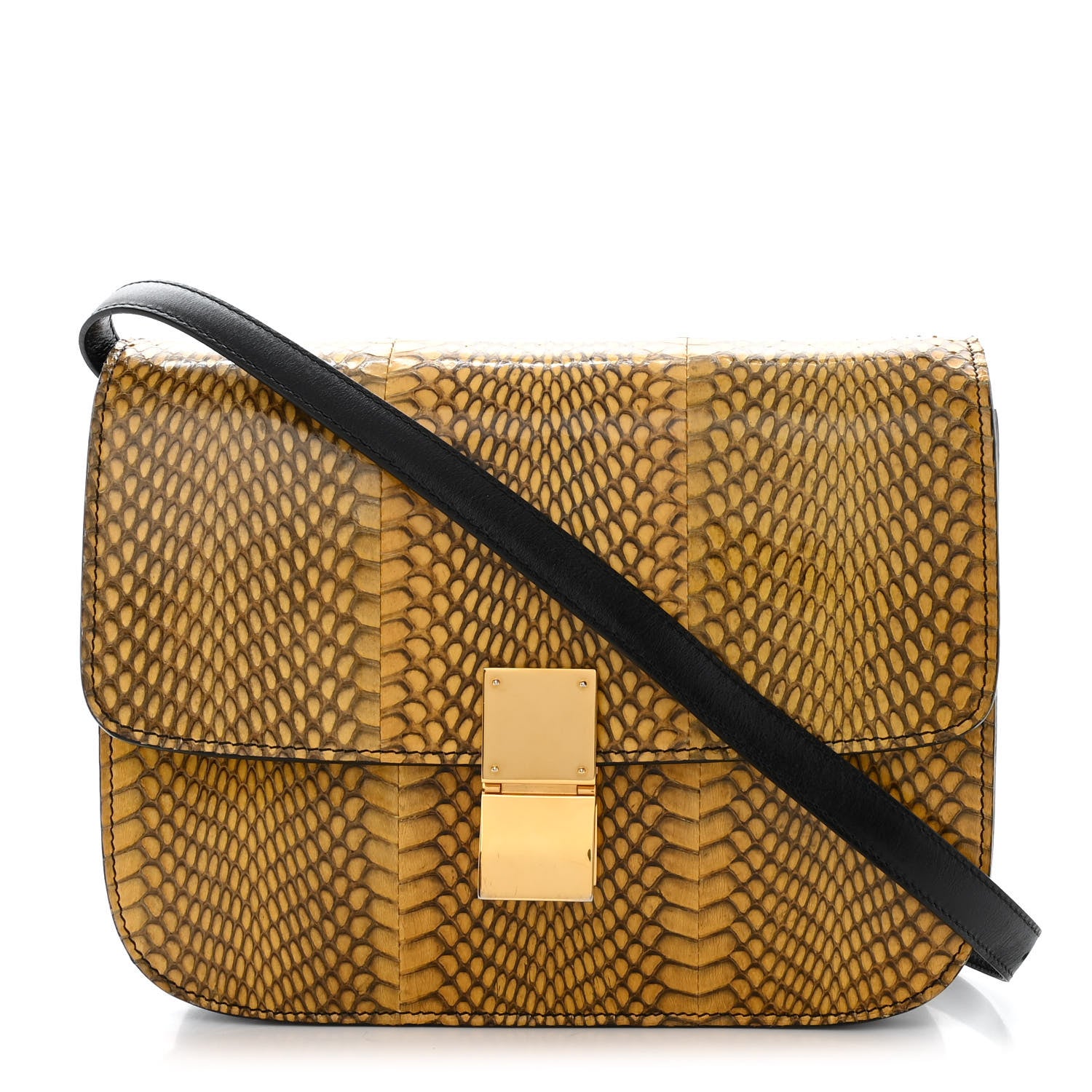 Celine Cobra Calfskin Medium Classic Box Flap Bag Yellow 1 of 12