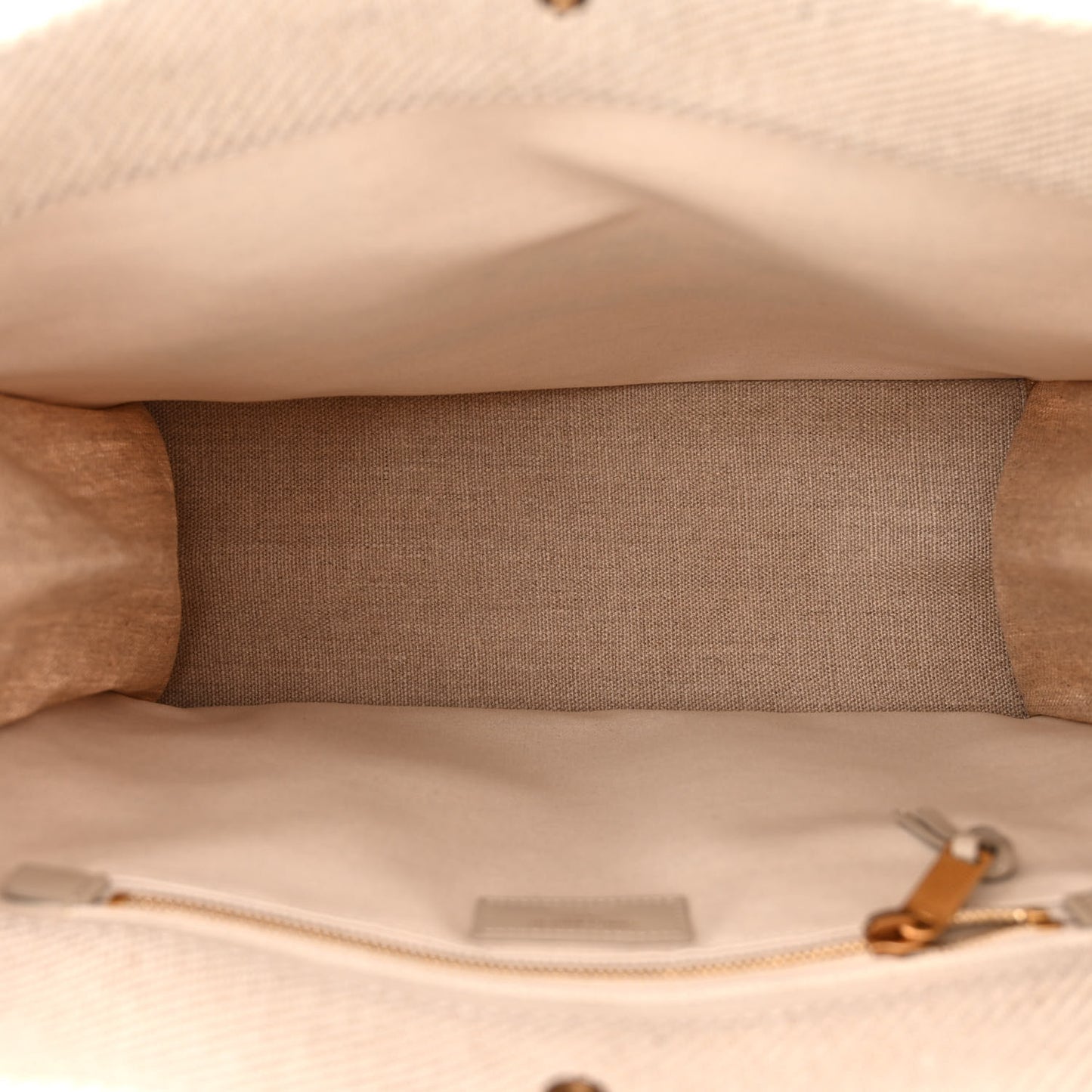 Linen Calfskin Small Rive Gauche Tote Beige Sea Salt