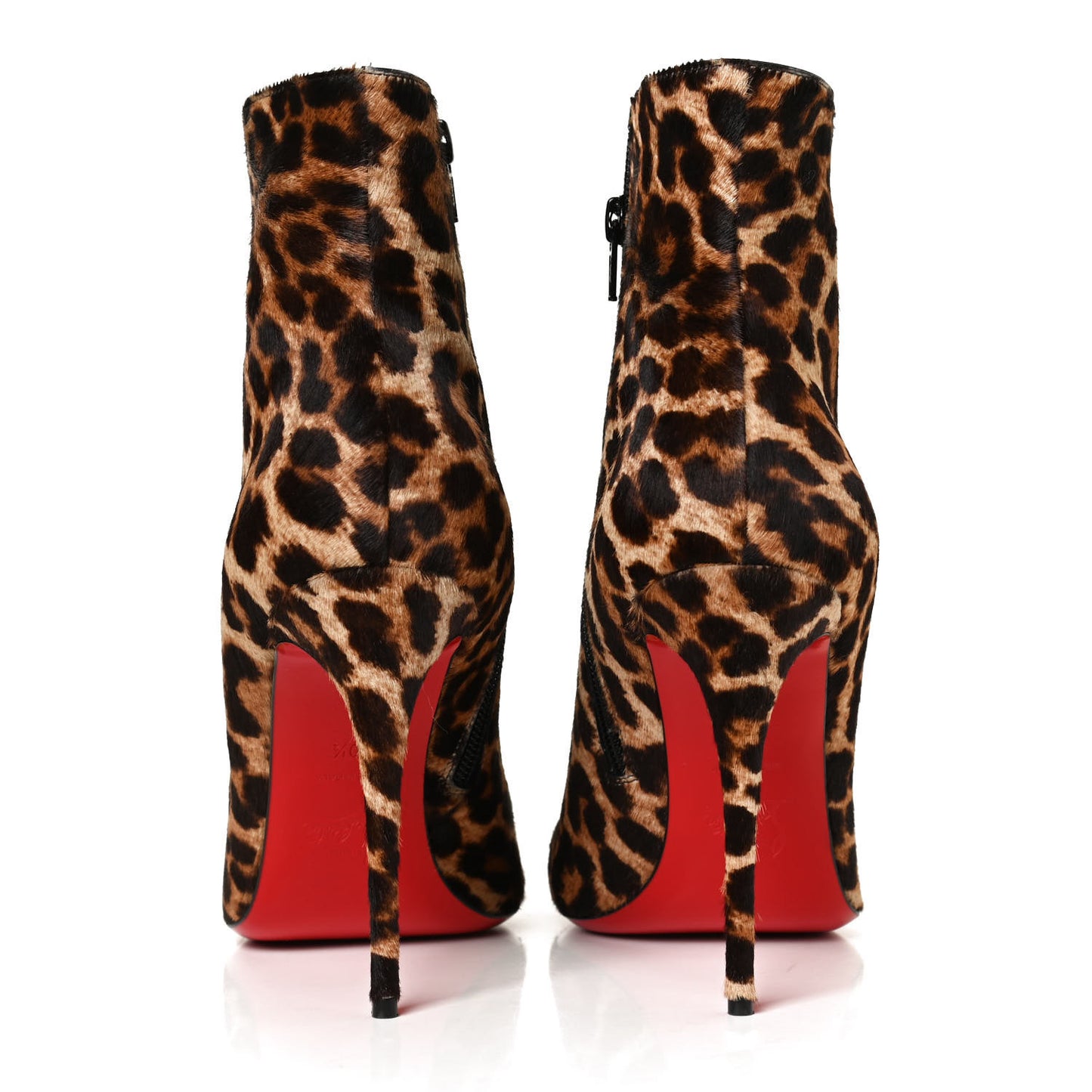 Calf Hair Leopard Print Ankle Boots 40.5