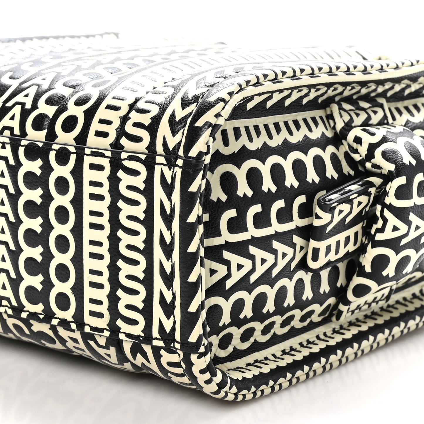 Calfskin The Micro Monogram Tote Black White