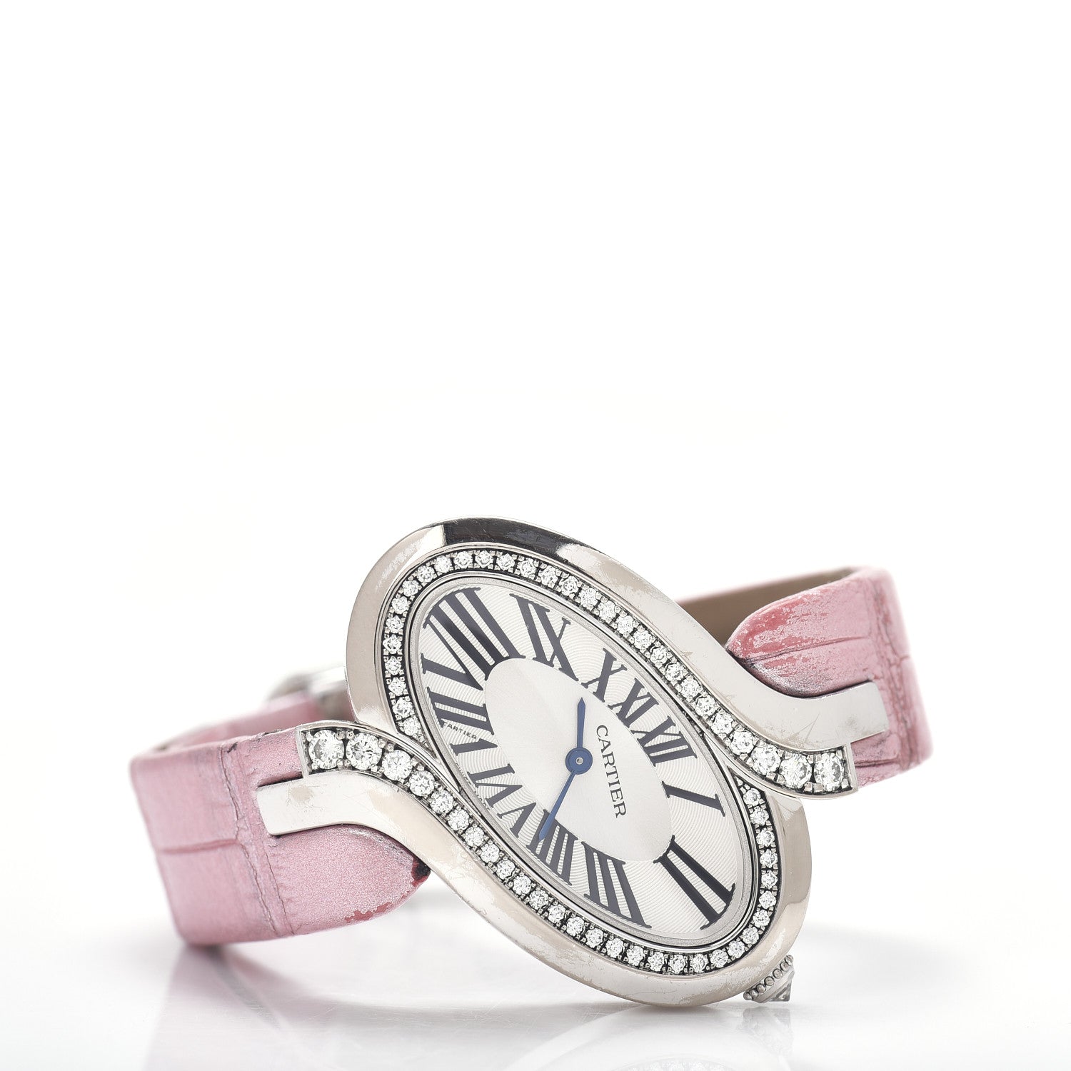 Cartier 18K White Gold Alligator Diamond 38mm Delices de Quartz Watch Pink 3 of 5