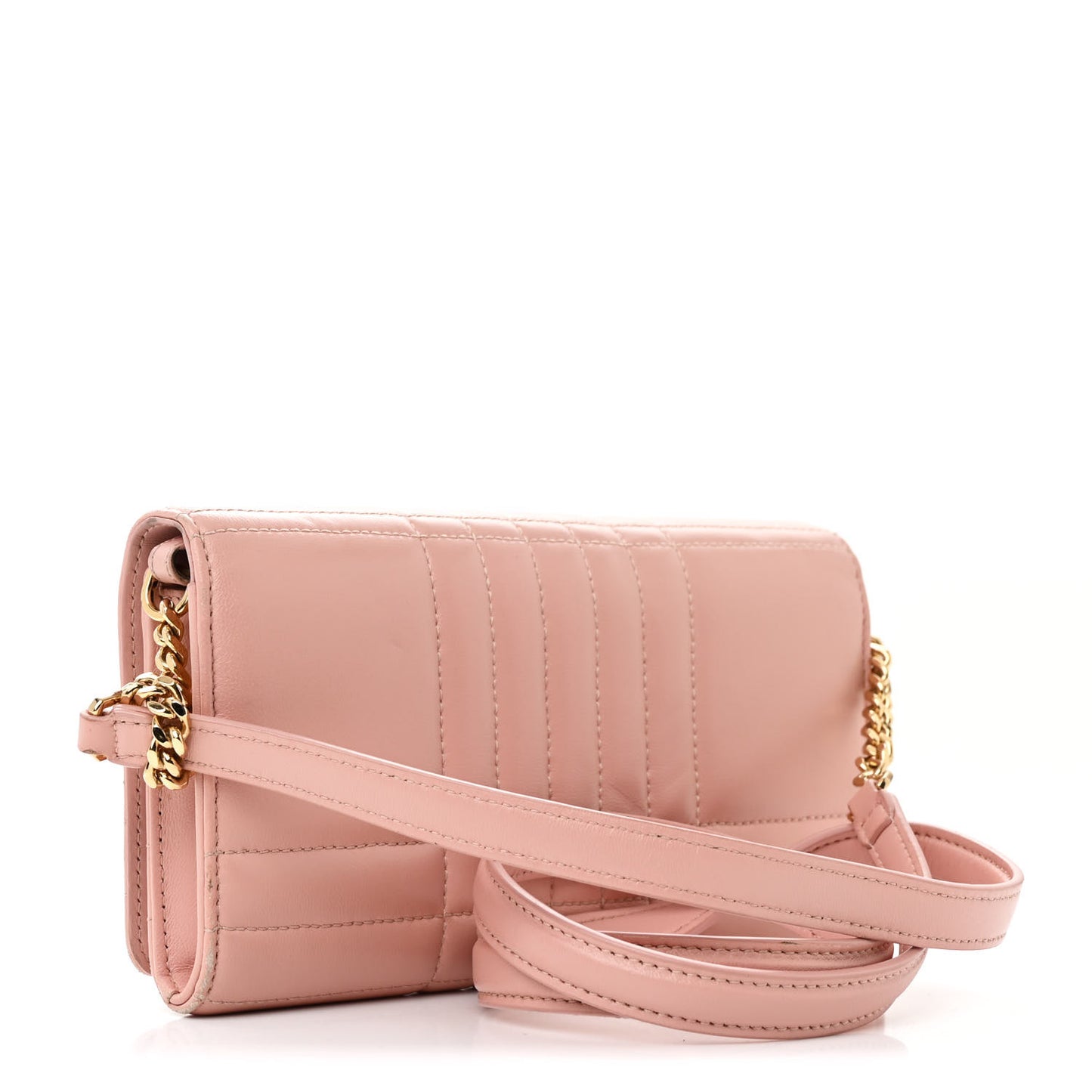 Lambskin Quilted Lola Chain Wallet Blush Pink