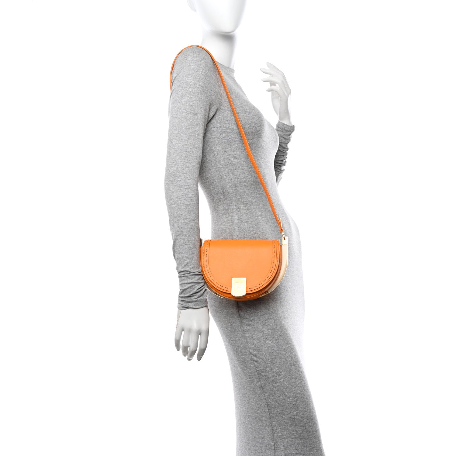 Fendi Vitello King Plexiglass Moonlight Shoulder Bag Clementine 2 of 10