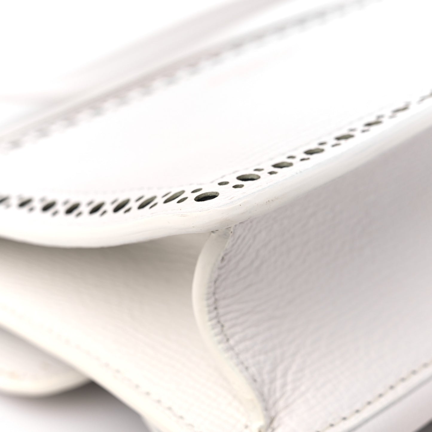 Grainy Calfskin Broguing Tassel Small Macken Crossbody Bag Chalk White