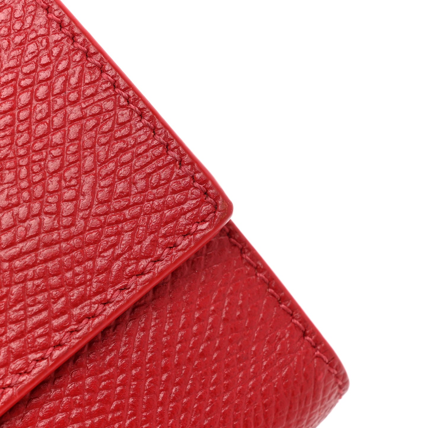 Grained Calfskin Small Multifunction Folded Wallet Red