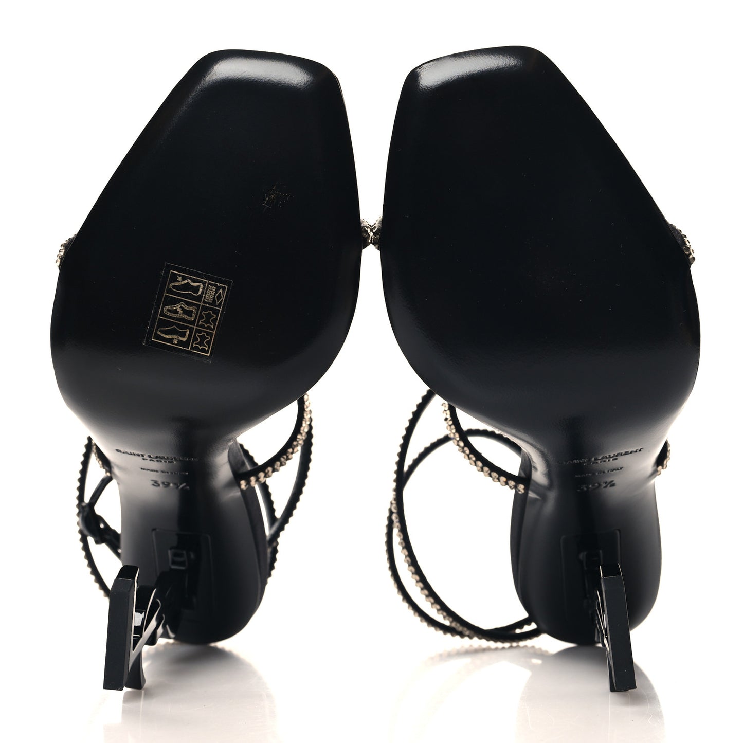 Satin Crystal Opyum 110 Sandals 39.5 Black