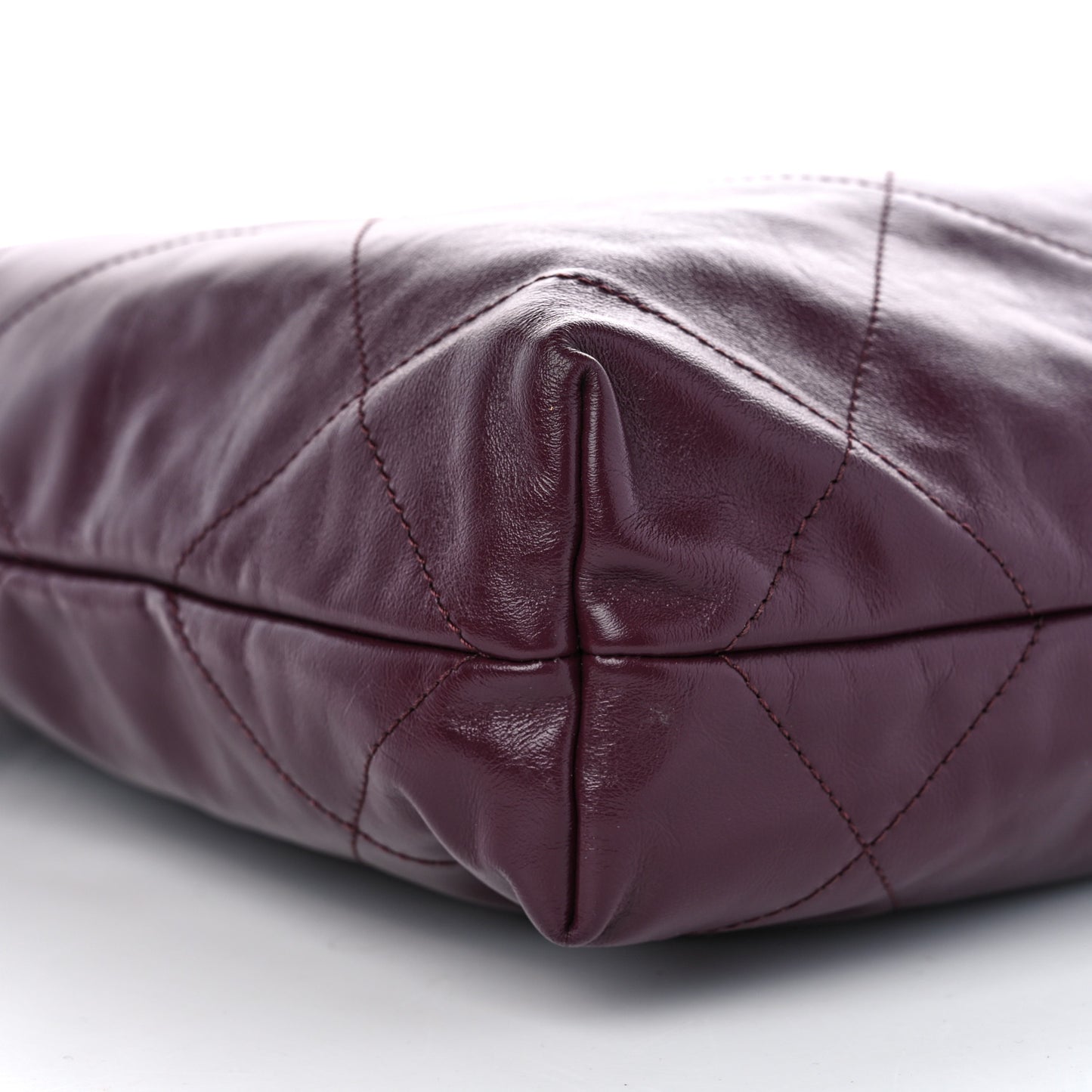 Shiny Calfskin Quilted Small Chanel 22 Dark Burgundy