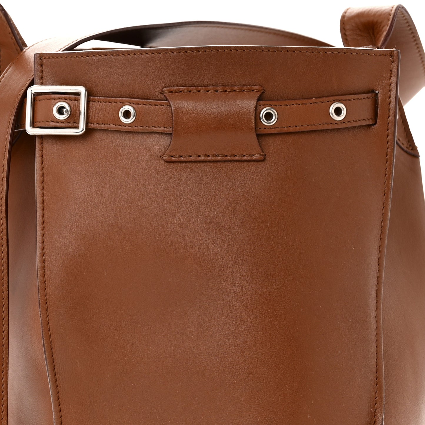 Smooth Calfskin Long Strap Big Bucket Bag Tan