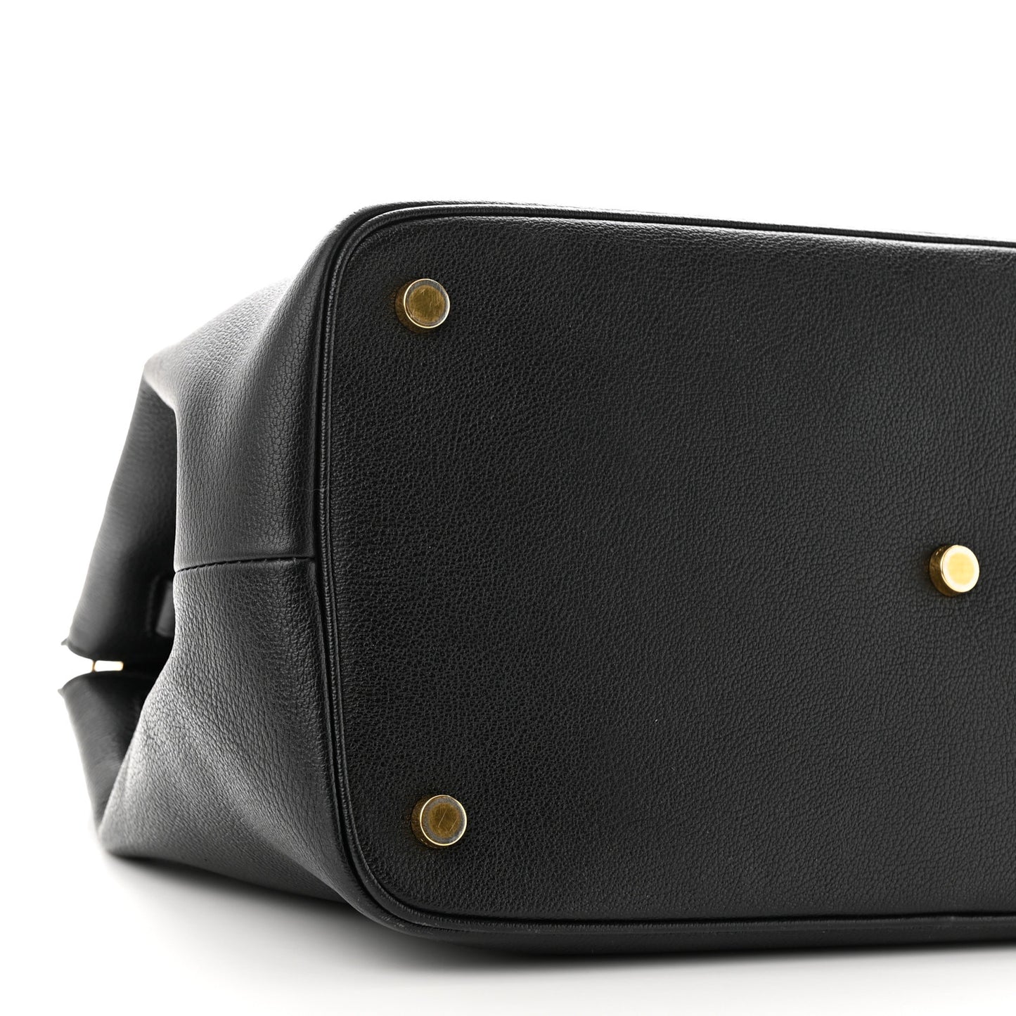 Pebbled Calfskin Medium Petra Bag Black