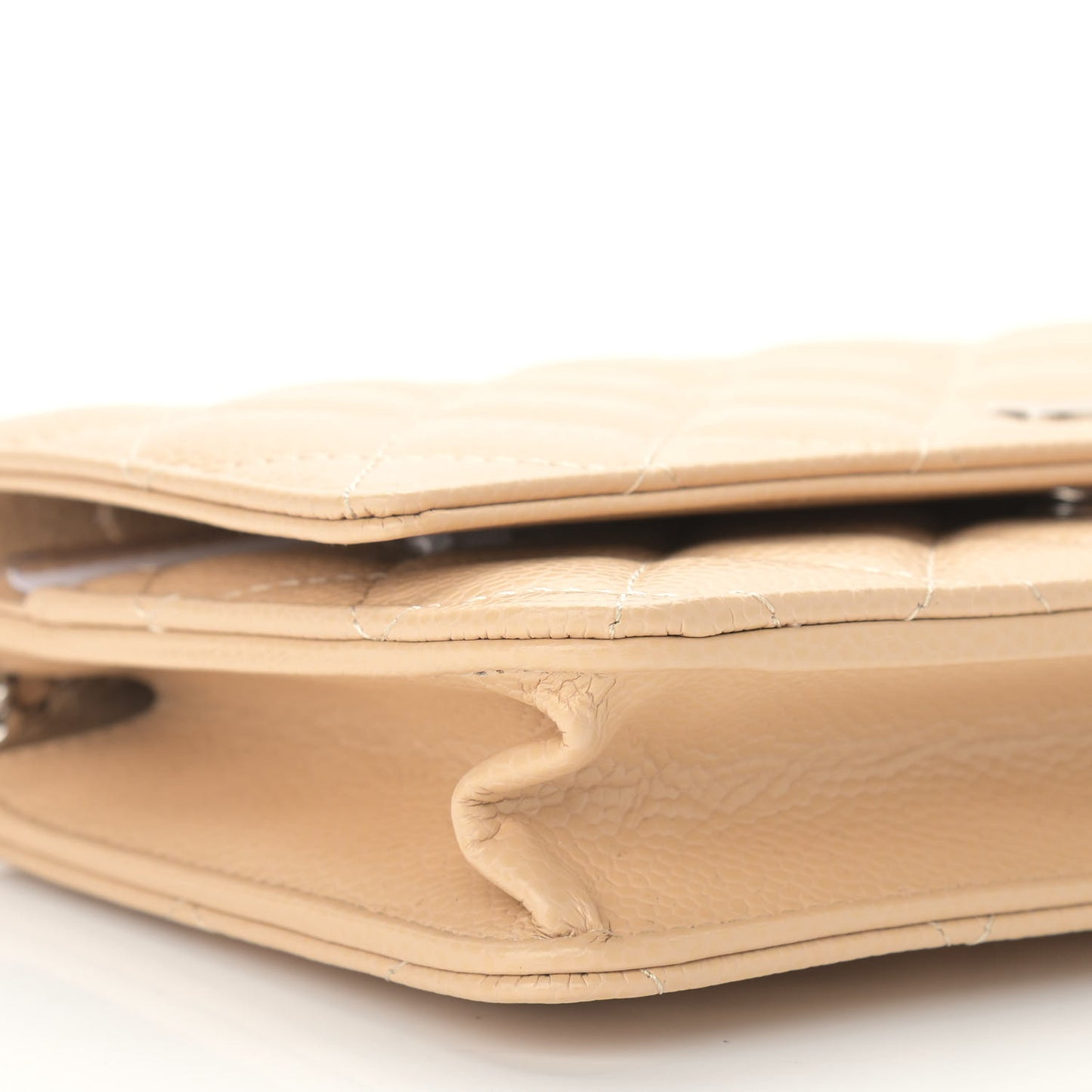 Caviar Quilted Wallet On Chain WOC Beige