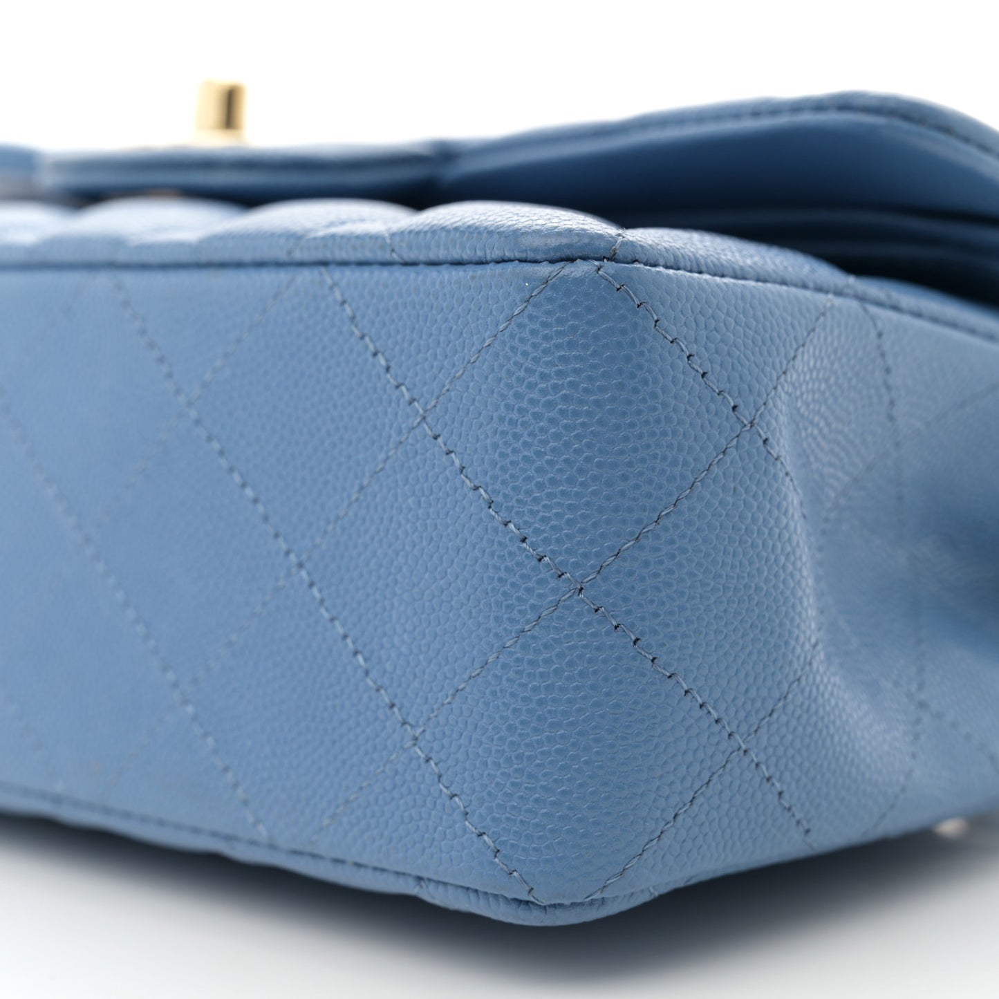 Caviar Quilted Small Double Flap Blue