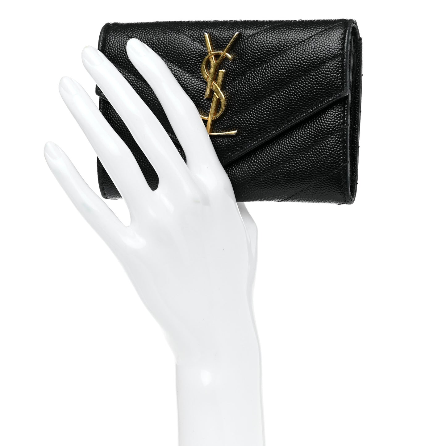 Grain De Poudre Matelasse Chevron Small Monogram Envelope Wallet Black