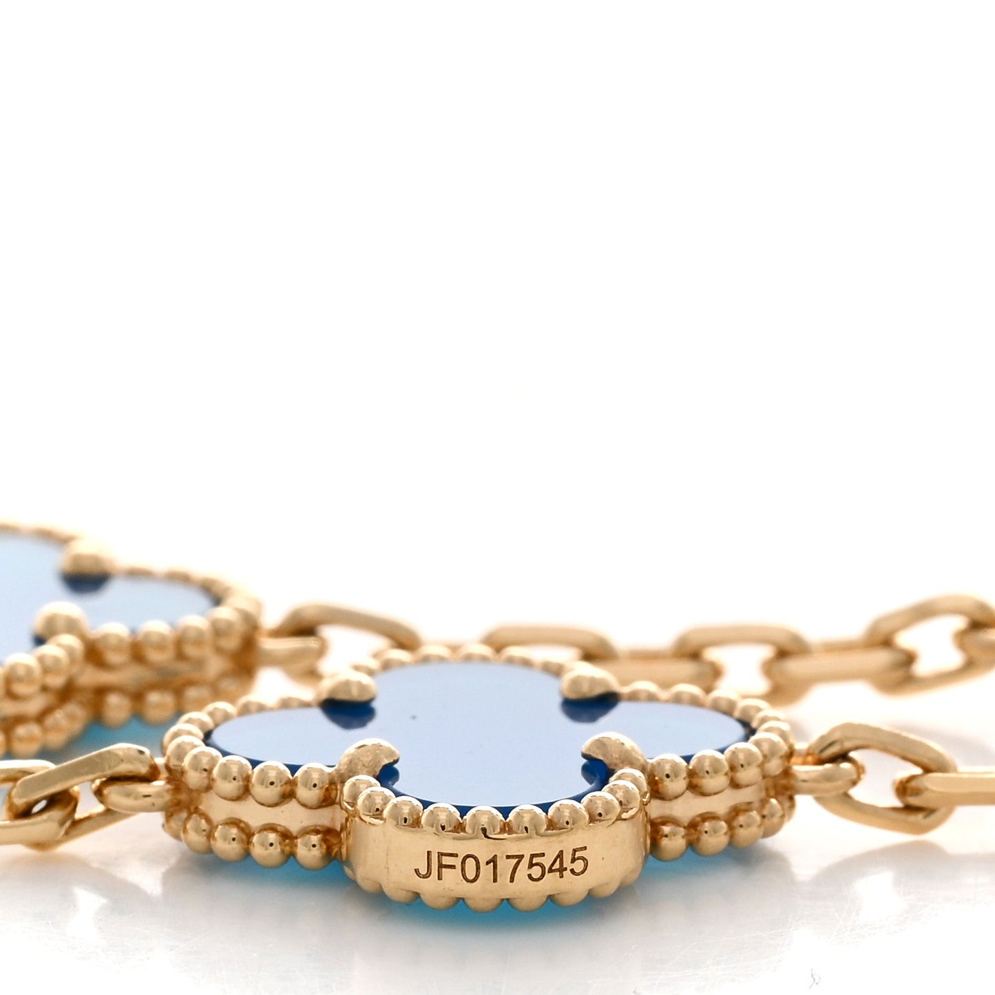 18K Yellow Gold Blue Agate 5 Motifs Vintage Alhambra Bracelet