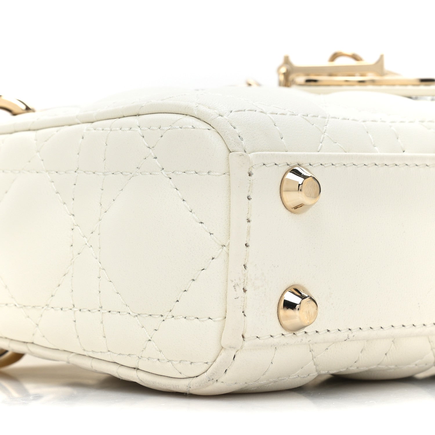 Christian Dior Lambskin Cannage Micro Lady Dior White 9 of 13