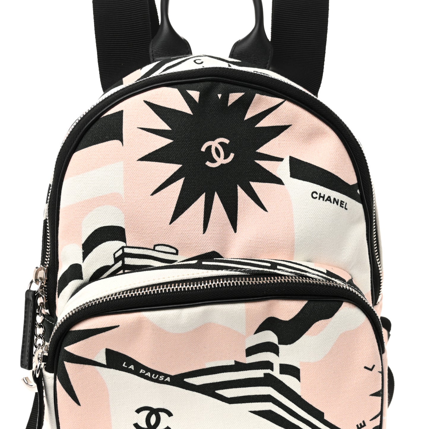 Canvas Cruise La Pausa Print Backpack Pink White Black