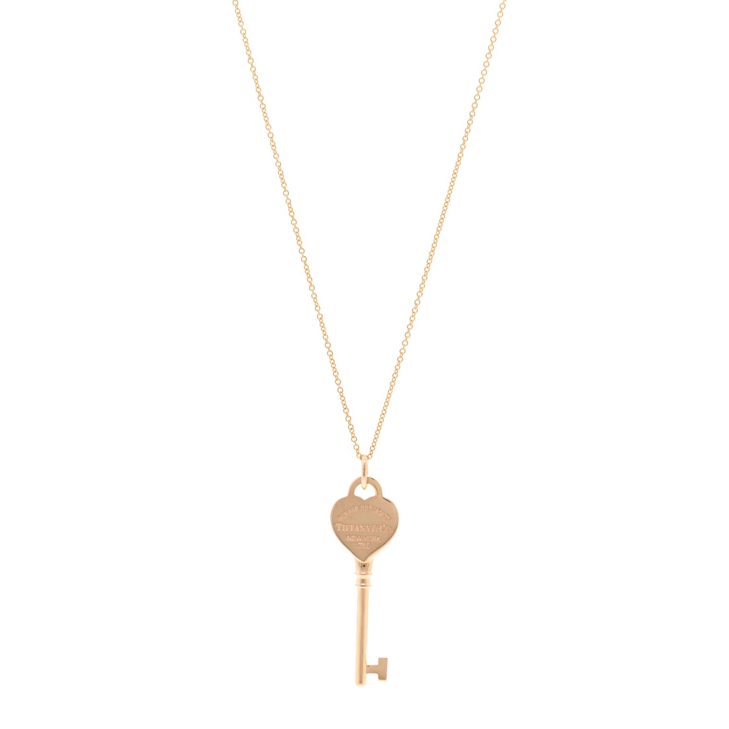 18K Rose Gold Return To Tiffany Heart Key Pendant Necklace