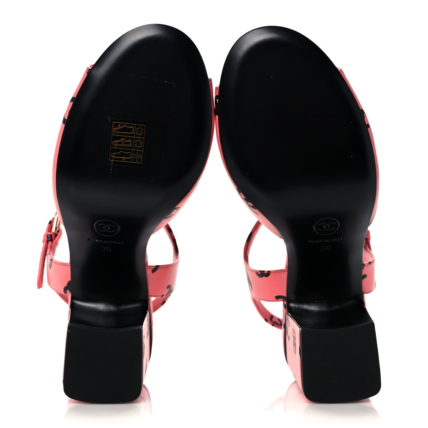 Chanel Printed Lambskin CC Sandals 36 Pink Black 5 of 9