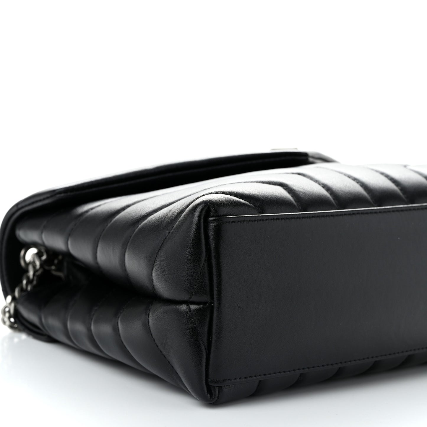 Calfskin Y Quilted Monogram Small Loulou Chain Satchel Black