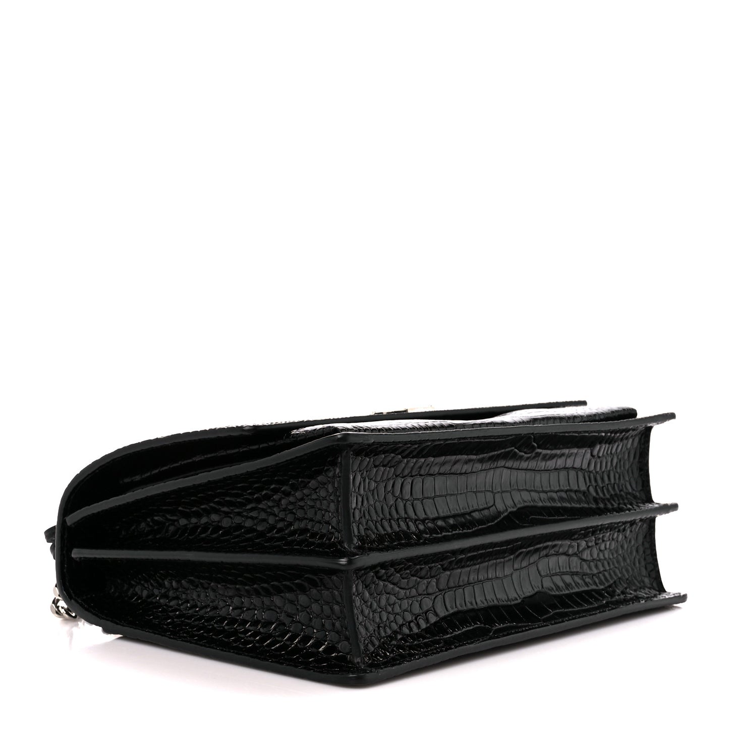 Calfskin Crocodile Embossed Large Monogram Sunset Black