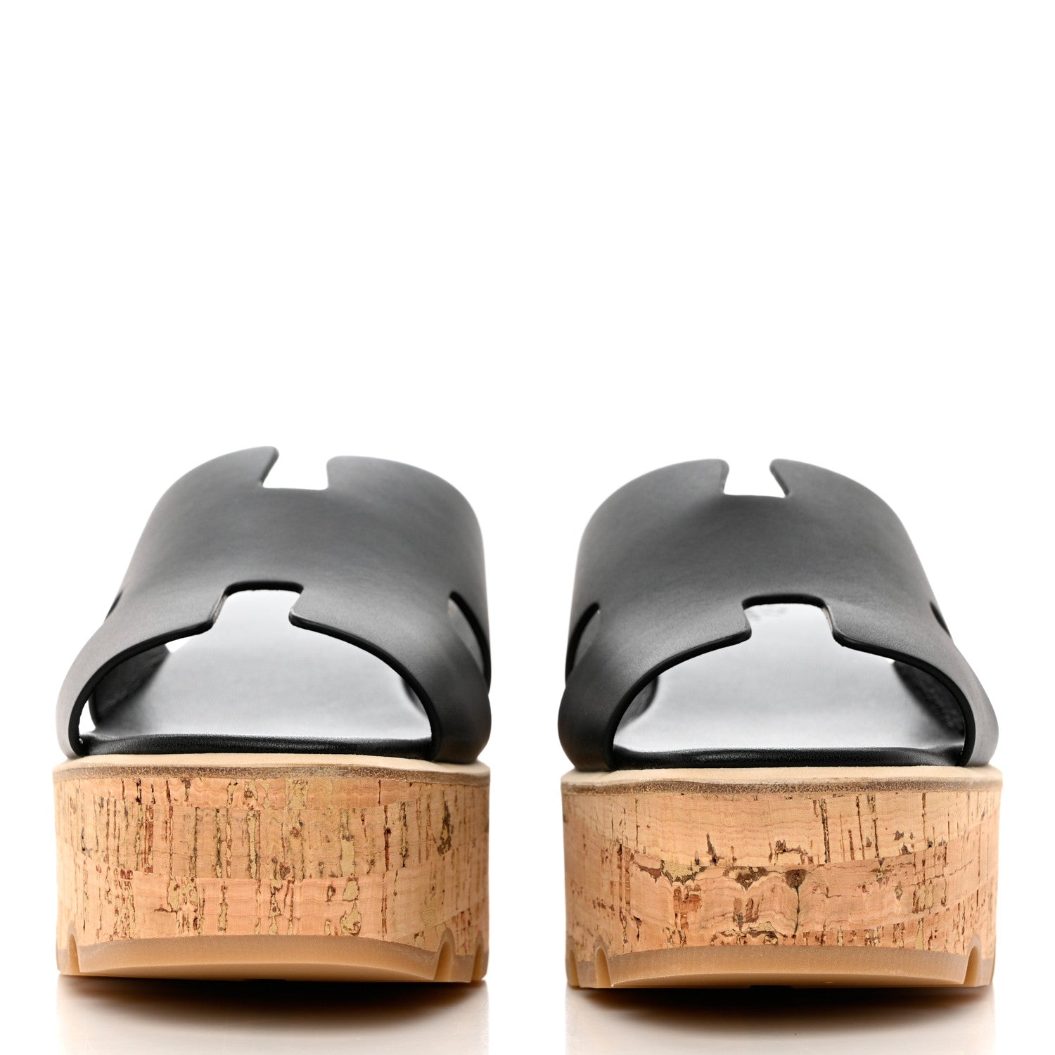Hermes Calfskin Cork Eze 30 Sandals 39 Black 2 of 10