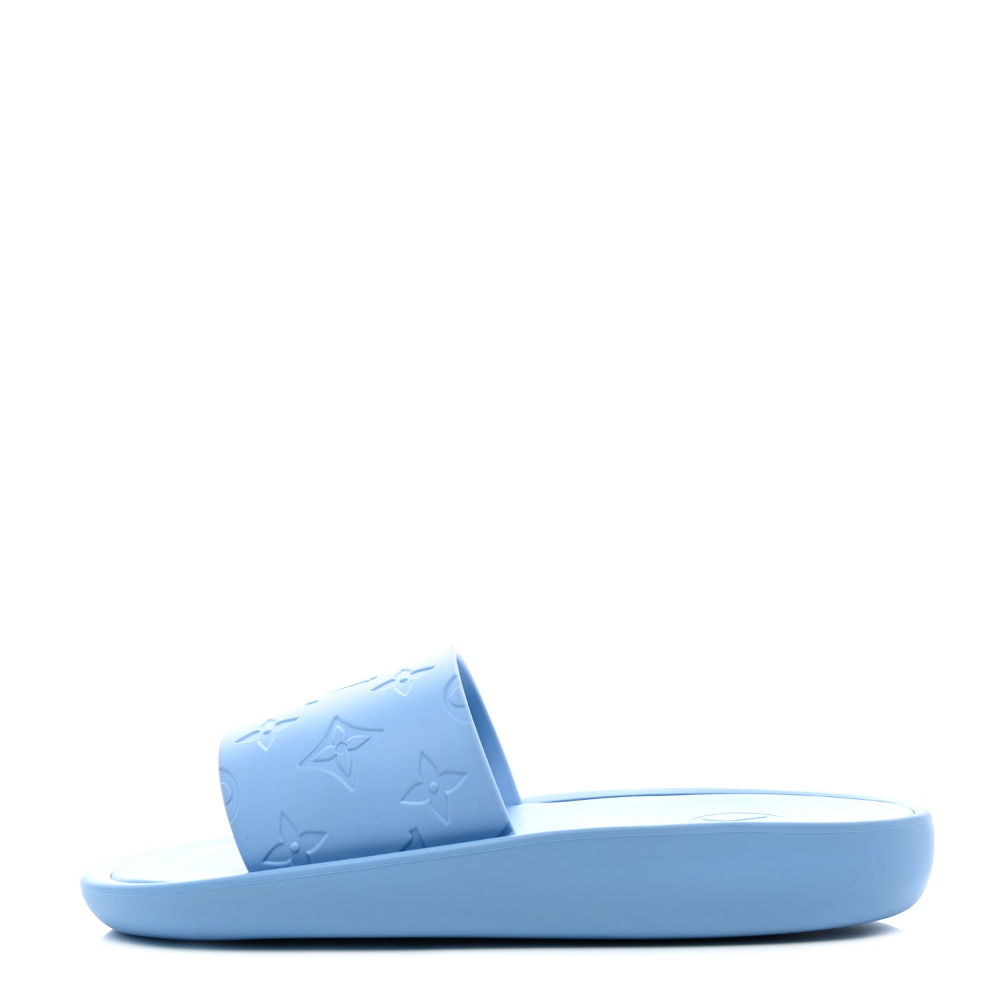 Rubber Monogram Embossed Sunbath Flat Mule 37 Blue