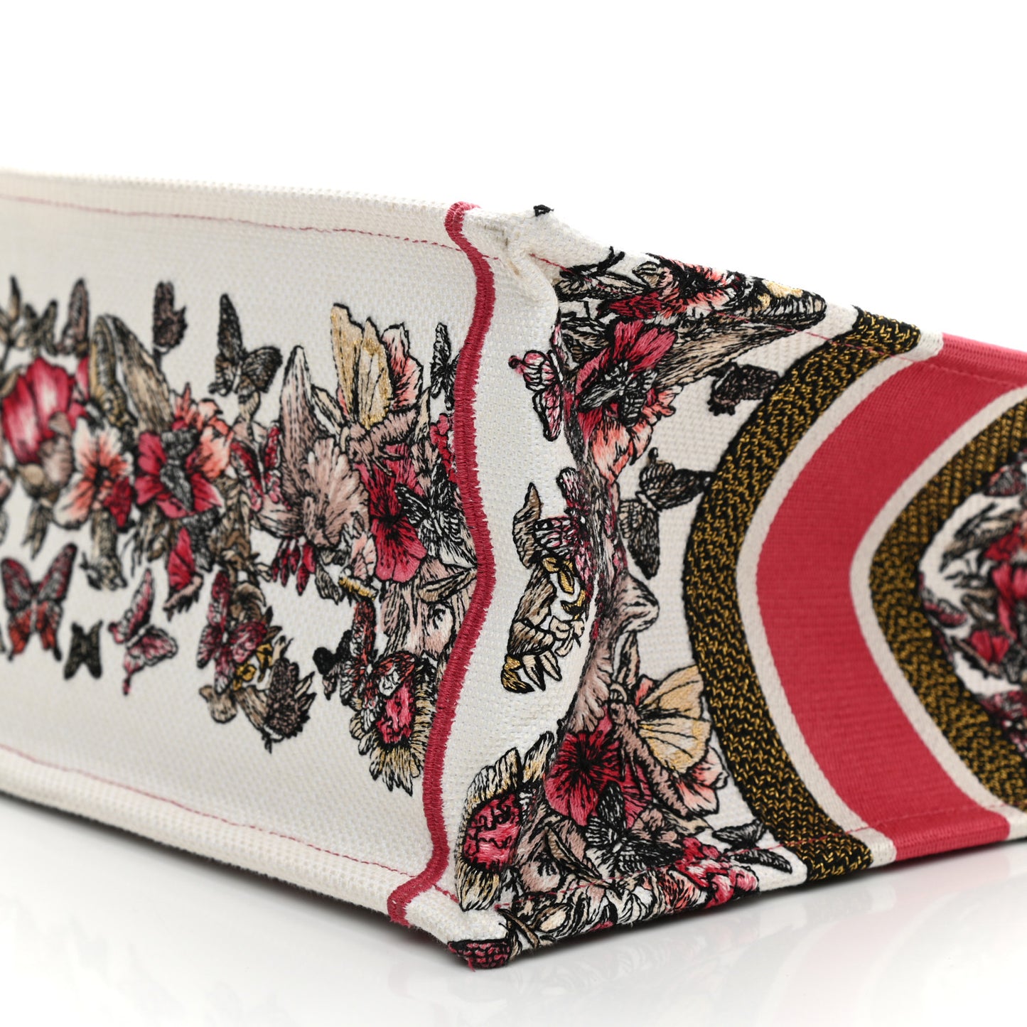 Canvas Embroidered Medium Butterfly Print Book Tote Multicolor