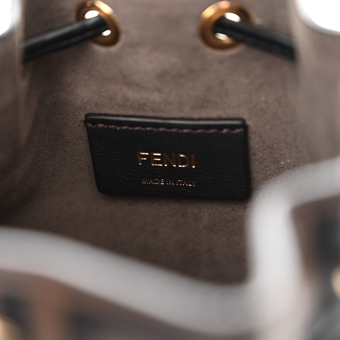 Vitello Liberty F is Fendi Bi-Color FF 1974 Embossed Mini Mon Tresor Bucket Bag Maya Black