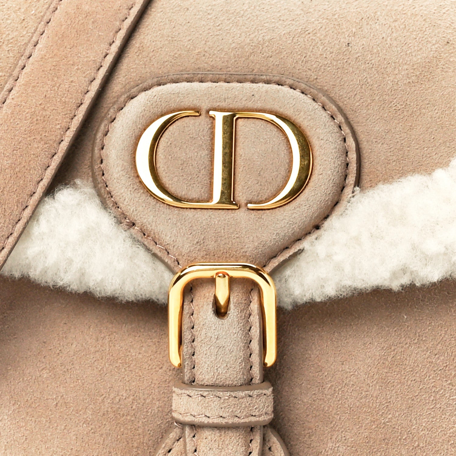 Christian Dior Suede Shearling Medium Bobby Flap Beige 10 of 10