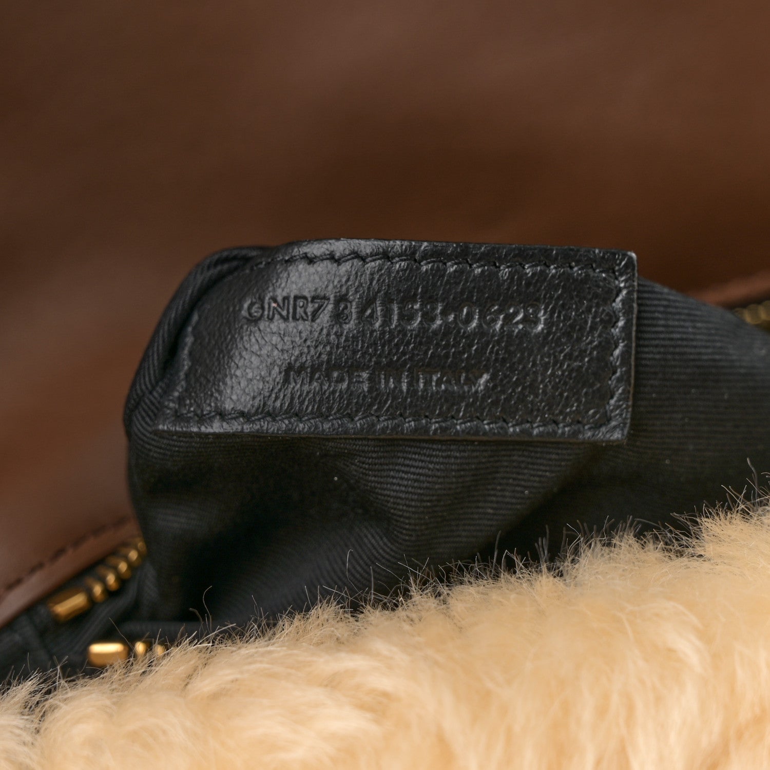 Saint Laurent Shearling Calypso Crossbody Crema Naturel Dark Cigar 8 of 11