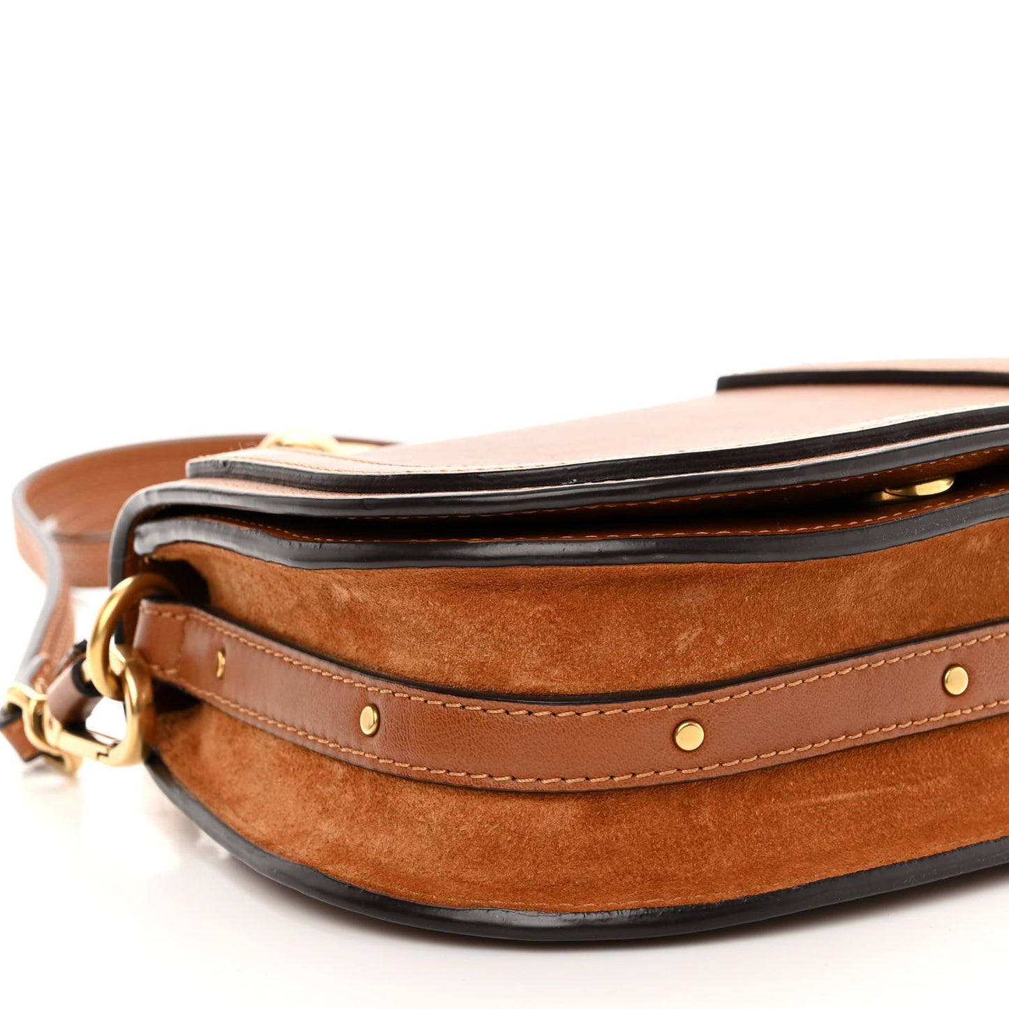 Calfskin Suede Small Nile Bracelet Bag Caramel